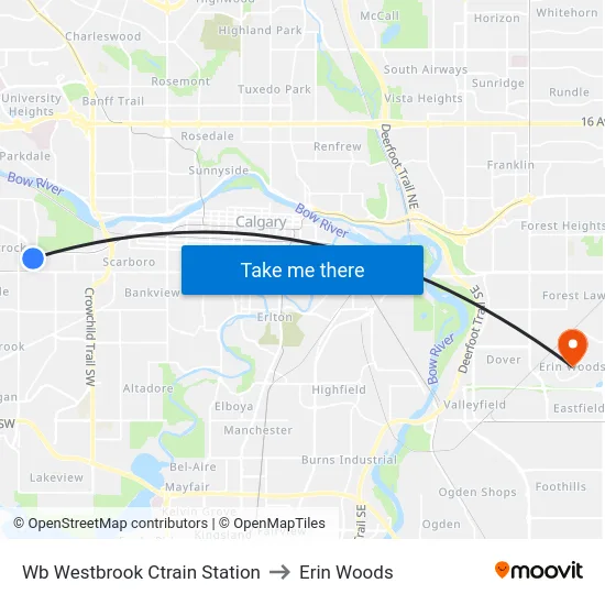 Wb Westbrook Ctrain Station to Erin Woods map