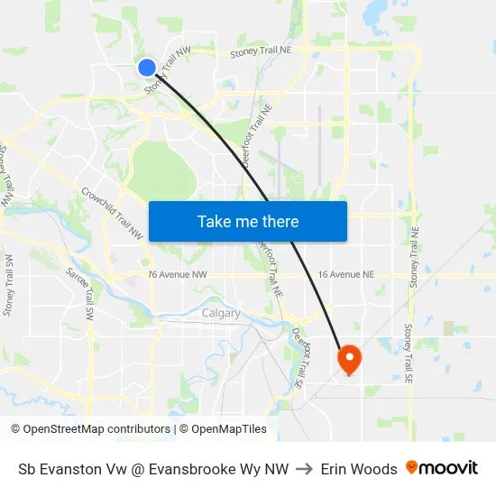 Sb Evanston Vw @ Evansbrooke Wy NW to Erin Woods map
