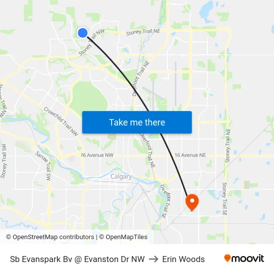 Sb Evanspark Bv @ Evanston Dr NW to Erin Woods map