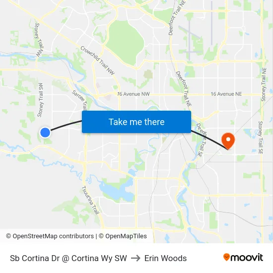 Sb Cortina Dr @ Cortina Wy SW to Erin Woods map