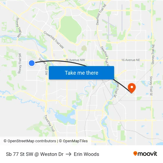Sb 77 St SW @ Weston Dr to Erin Woods map