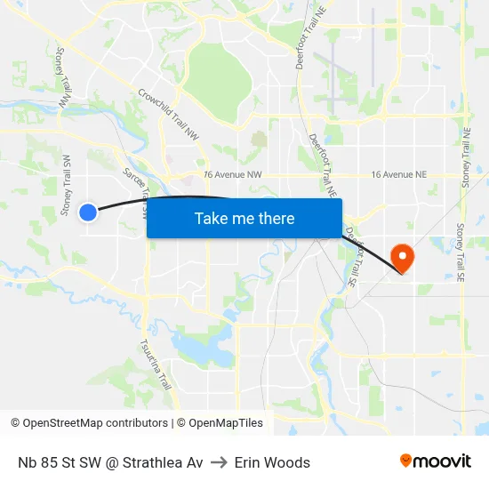 Nb 85 St SW @ Strathlea Av to Erin Woods map