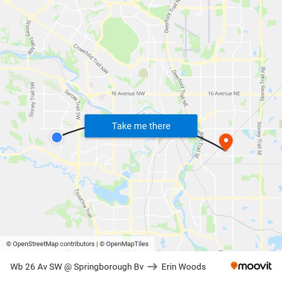 Wb 26 Av SW @ Springborough Bv to Erin Woods map