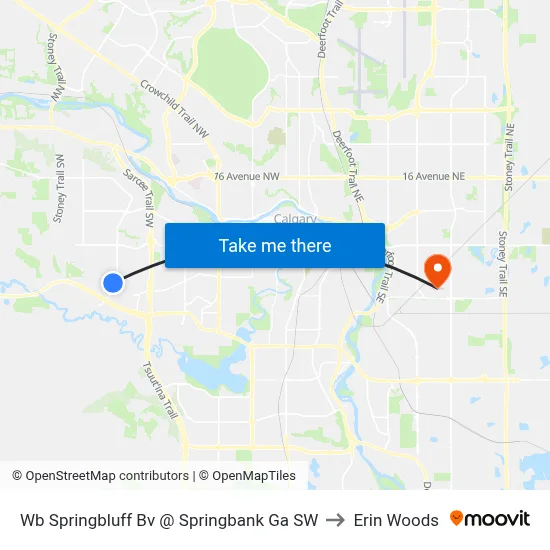 Wb Springbluff  Bv @ Springbank Ga SW to Erin Woods map