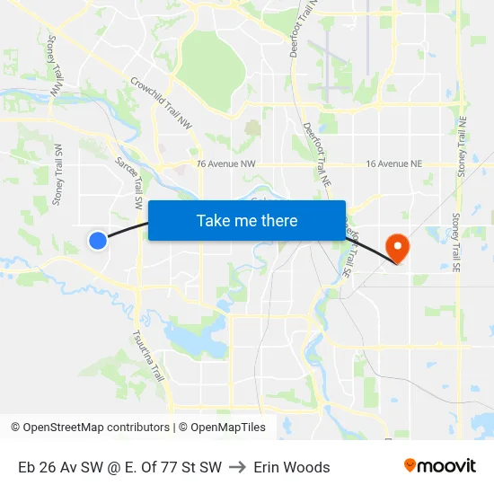 Eb 26 Av SW @ E. Of 77 St SW to Erin Woods map