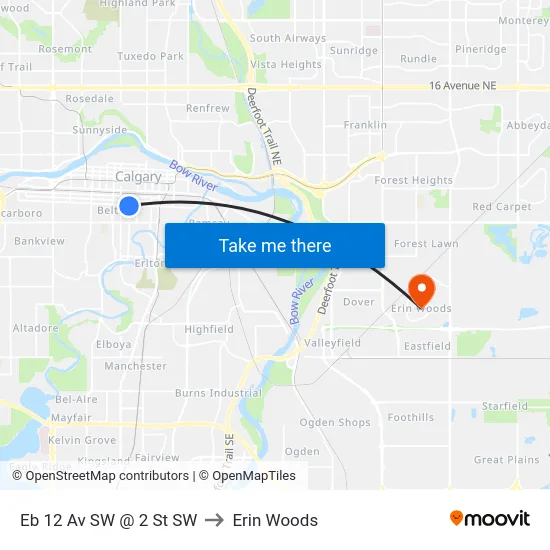 Eb 12 Av SW @ 2 St SW to Erin Woods map
