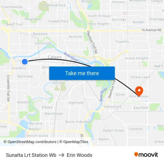 Sunalta Lrt Station Wb to Erin Woods map