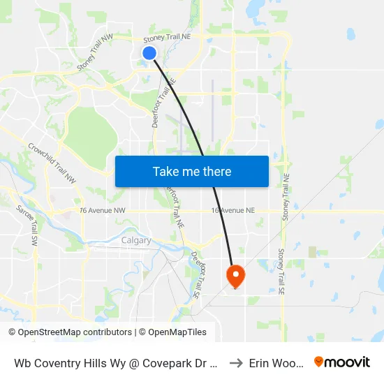 Wb Coventry Hills Wy @ Covepark Dr NE to Erin Woods map
