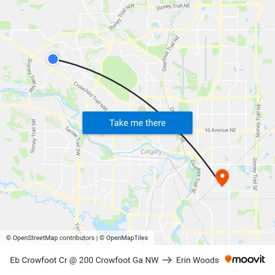 Eb Crowfoot Cr @ 200 Crowfoot Ga NW to Erin Woods map