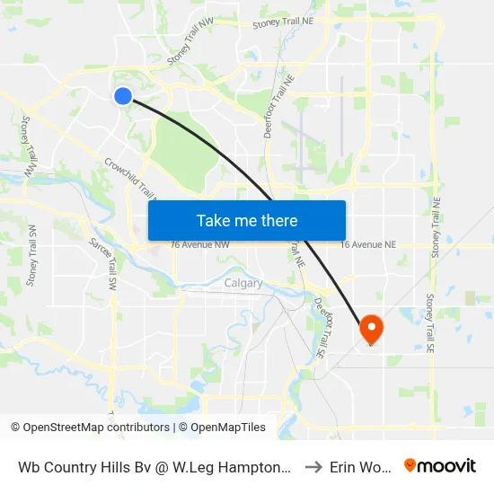 Wb Country Hills Bv @ W.Leg Hamptons Bv NW to Erin Woods map