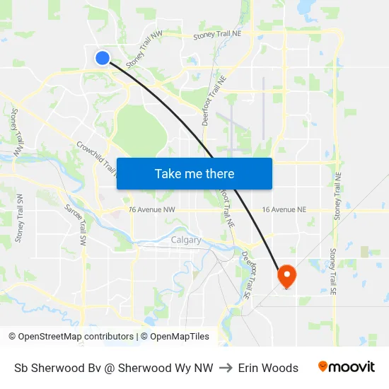 Sb Sherwood Bv @ Sherwood Wy NW to Erin Woods map