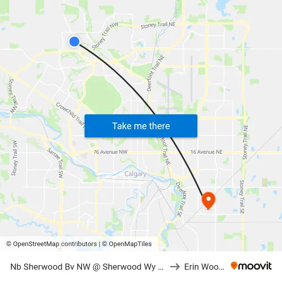 Nb Sherwood Bv NW @ Sherwood Wy NW to Erin Woods map