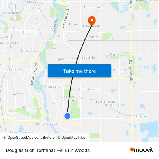 Douglas Glen Terminal to Erin Woods map