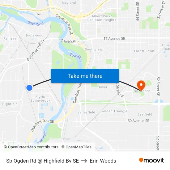 Sb Ogden Rd @ Highfield Bv SE to Erin Woods map