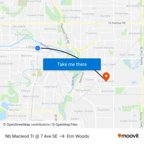 Nb Macleod Tr @ 7 Ave SE to Erin Woods map