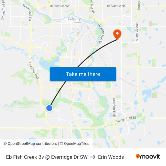Eb  Fish Creek  Bv @ Everridge Dr SW to Erin Woods map