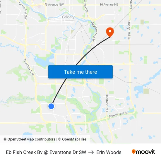 Eb Fish Creek Bv @ Everstone Dr SW to Erin Woods map