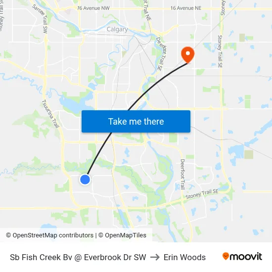 Sb Fish Creek Bv @ Everbrook Dr SW to Erin Woods map