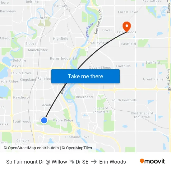 Sb Fairmount Dr @ Willow Pk Dr SE to Erin Woods map