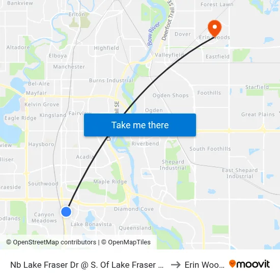 Nb Lake Fraser Dr @ S. Of Lake Fraser Gr SE to Erin Woods map