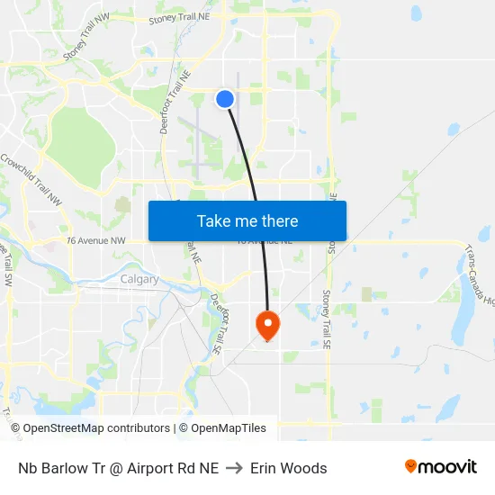 Nb Barlow Tr @ Airport Rd NE to Erin Woods map