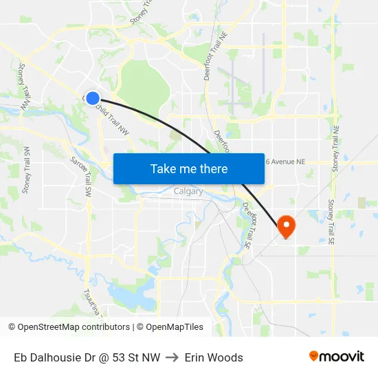 Eb Dalhousie Dr @ 53 St NW to Erin Woods map
