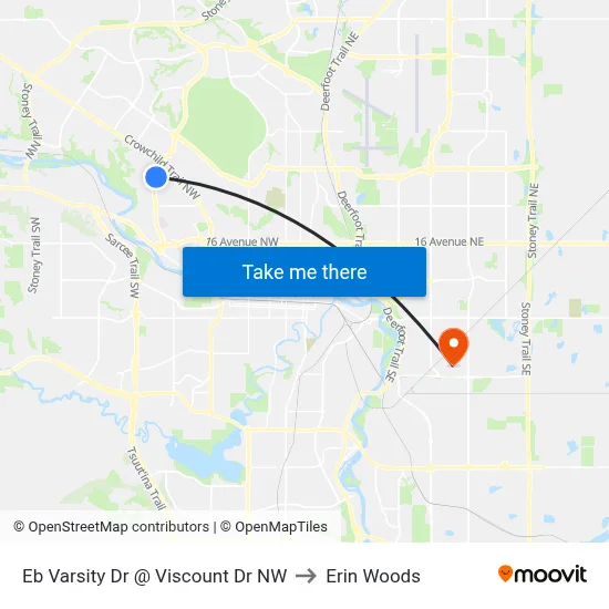 Eb Varsity Dr @ Viscount Dr NW to Erin Woods map