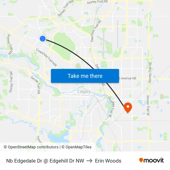 Nb Edgedale Dr @ Edgehill Dr NW to Erin Woods map