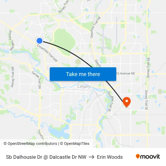 Sb Dalhousie Dr @ Dalcastle Dr NW to Erin Woods map