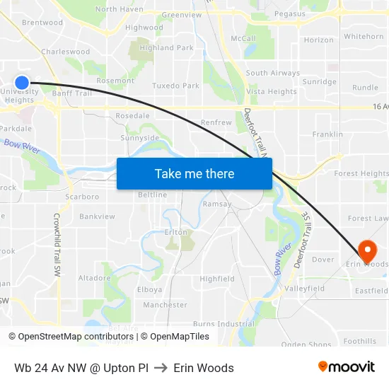 Wb 24 Av NW @ Upton Pl to Erin Woods map