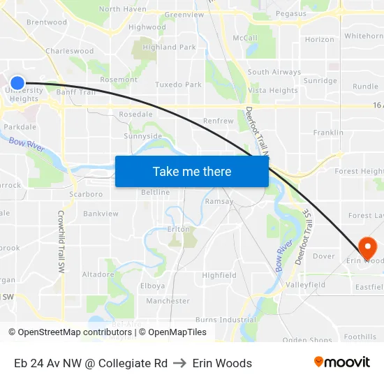Eb 24 Av NW @ Collegiate Rd to Erin Woods map