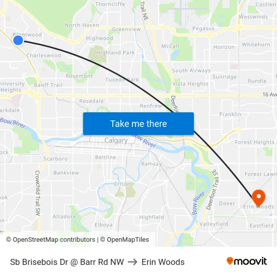 Sb Brisebois Dr @ Barr Rd NW to Erin Woods map