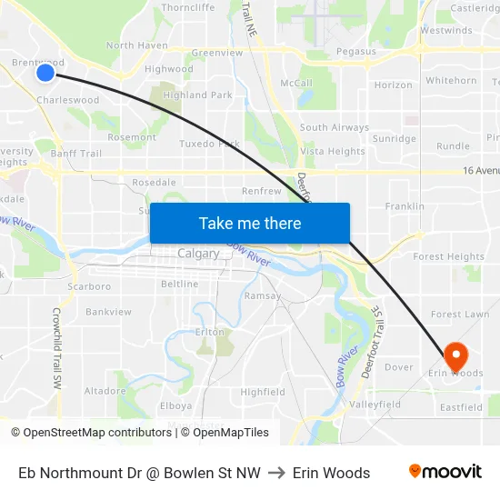 Eb Northmount Dr @ Bowlen St NW to Erin Woods map
