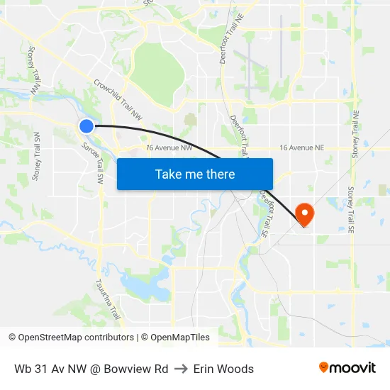 Wb 31 Av NW @ Bowview Rd to Erin Woods map