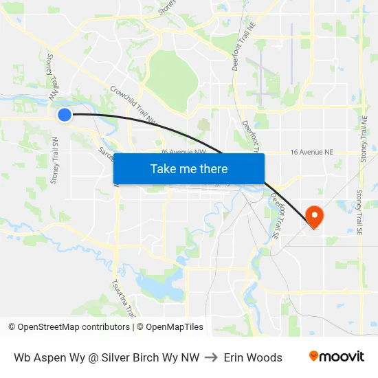 Wb Aspen Wy @ Silver Birch Wy NW to Erin Woods map