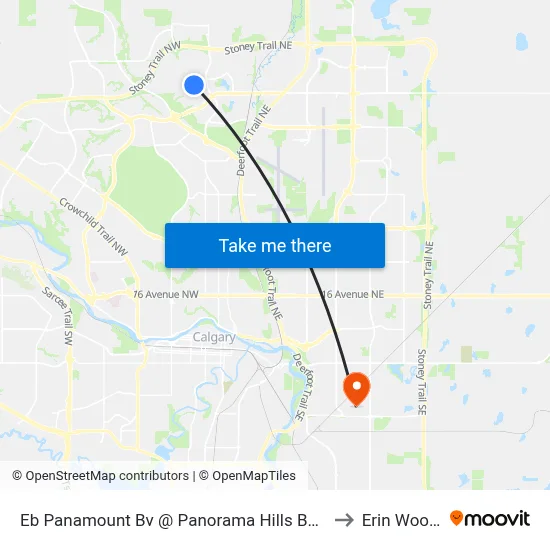 Eb Panamount Bv @ Panorama Hills Bv NW to Erin Woods map