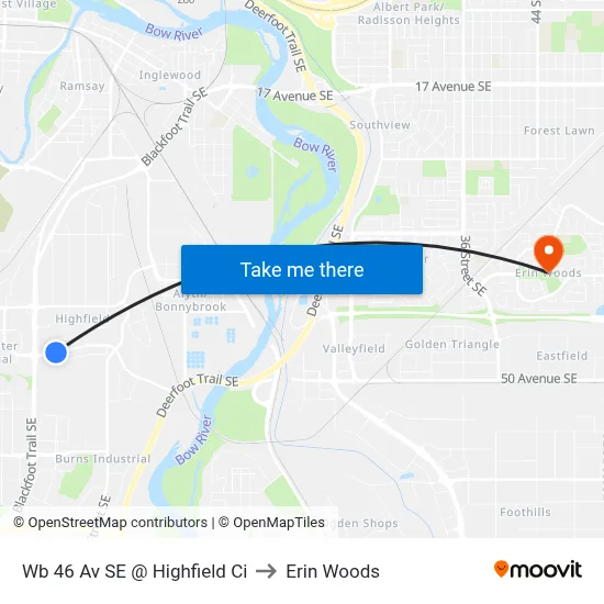 Wb 46 Av SE @ Highfield Ci to Erin Woods map