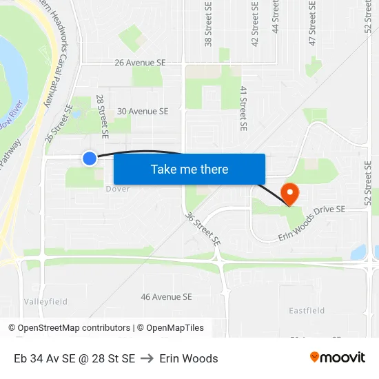 Eb 34 Av SE @ 28 St SE to Erin Woods map