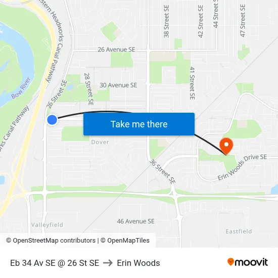 Eb 34 Av SE @ 26 St SE to Erin Woods map