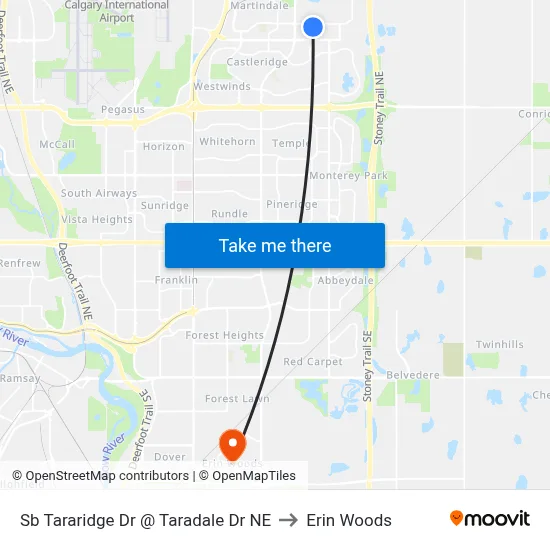 Sb Tararidge Dr @ Taradale Dr NE to Erin Woods map