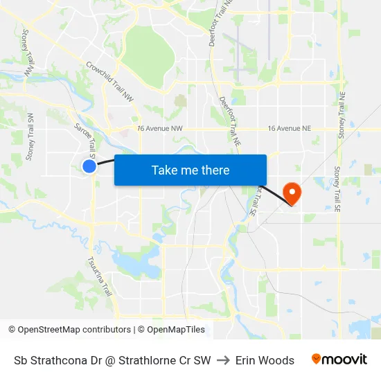 Sb Strathcona Dr @ Strathlorne Cr SW to Erin Woods map