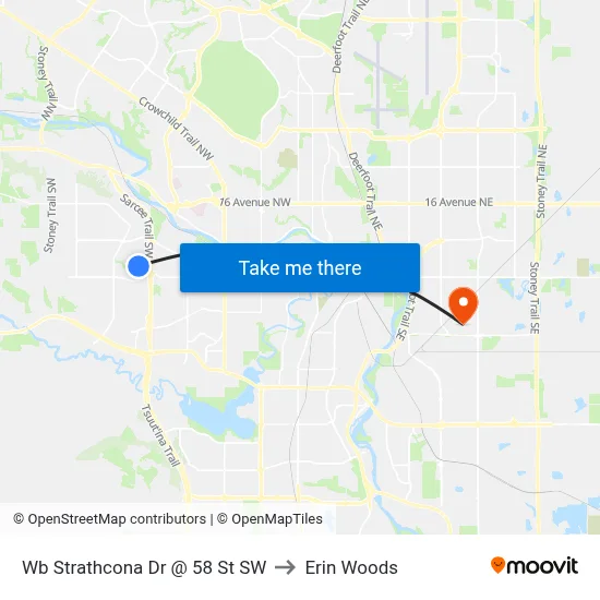 Wb Strathcona Dr @ 58 St SW to Erin Woods map