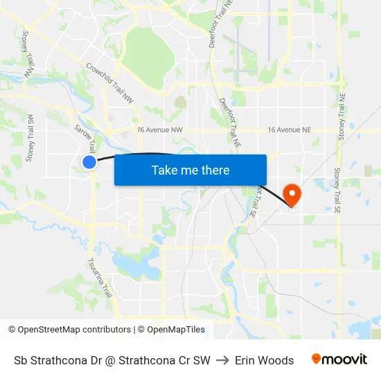 Sb Strathcona Dr @ Strathcona Cr SW to Erin Woods map