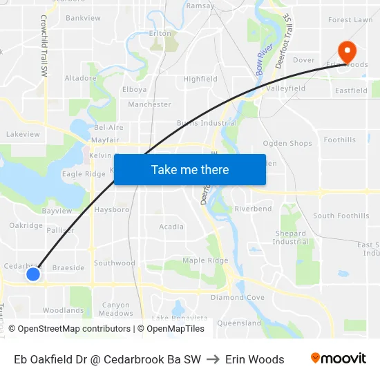 Eb Oakfield Dr @ Cedarbrook Ba SW to Erin Woods map