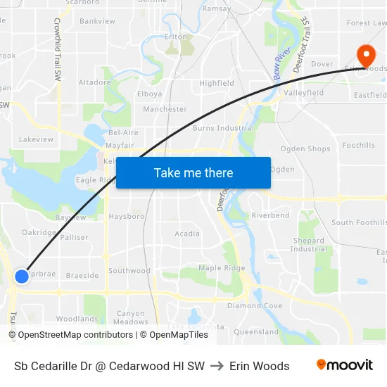 Sb Cedarille Dr @ Cedarwood Hl SW to Erin Woods map