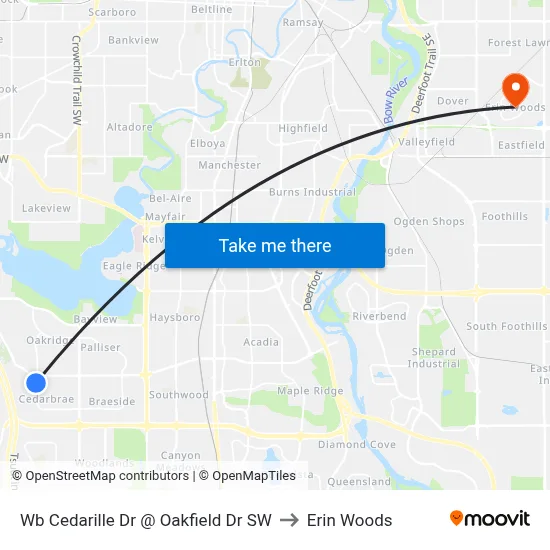 Wb Cedarille Dr @ Oakfield Dr SW to Erin Woods map