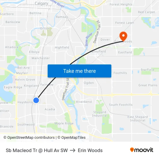 Sb Macleod Tr @ Hull Av SW to Erin Woods map