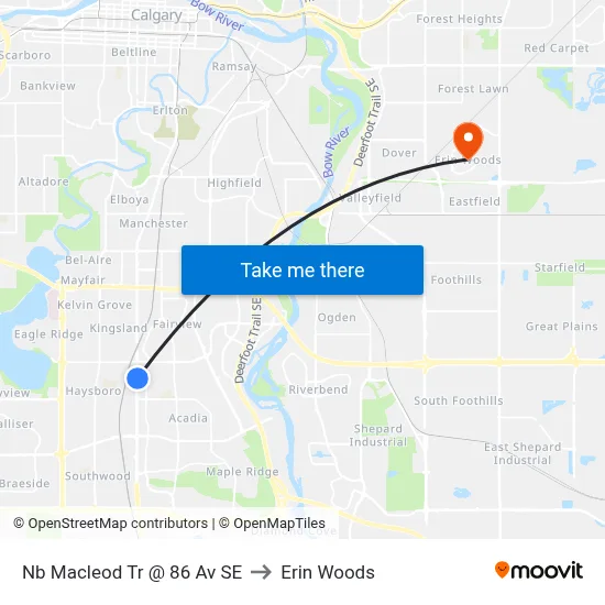 Nb Macleod Tr @ 86 Av SE to Erin Woods map