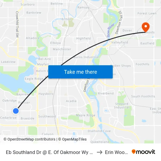 Eb Southland Dr @  E. Of Oakmoor Wy SW to Erin Woods map