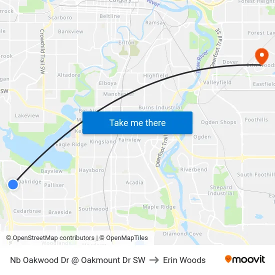 Nb Oakwood Dr @ Oakmount Dr SW to Erin Woods map